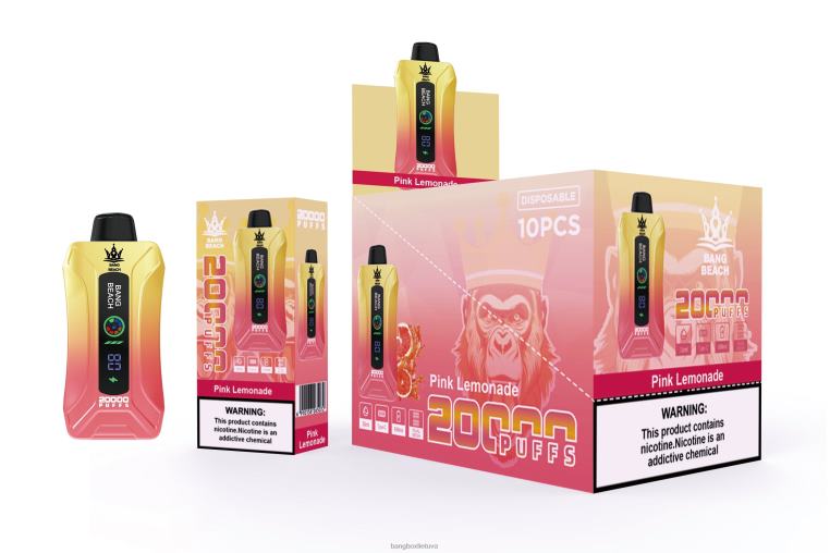 Bang Box Price 4N8XZ4 rožinis limonadas | Bang Beach 20 000 išpūtimų išmanusis ekranas
