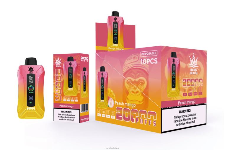 Bang Box Puffs 4N8XZ2 persikų mango | Bang Beach 20 000 išpūtimų išmanusis ekranas