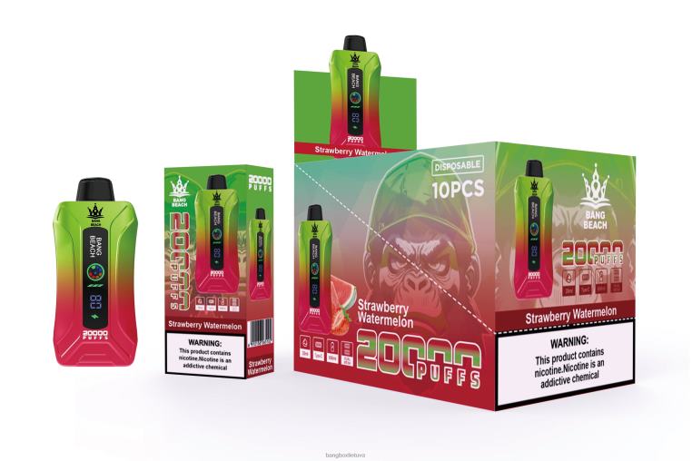 Vape Bang Box 4N8XZ3 braškinis arbūzas | Bang Beach 20 000 išpūtimų išmanusis ekranas