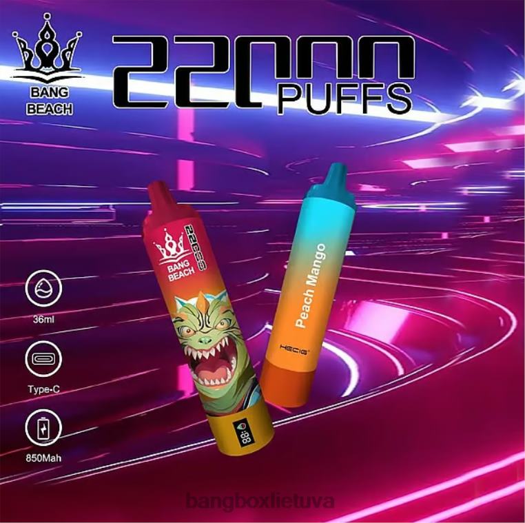 Bang Box Price 4N8XZ24 persikų mango | Bang Beach 22000 pūtimų išmanusis ekranas