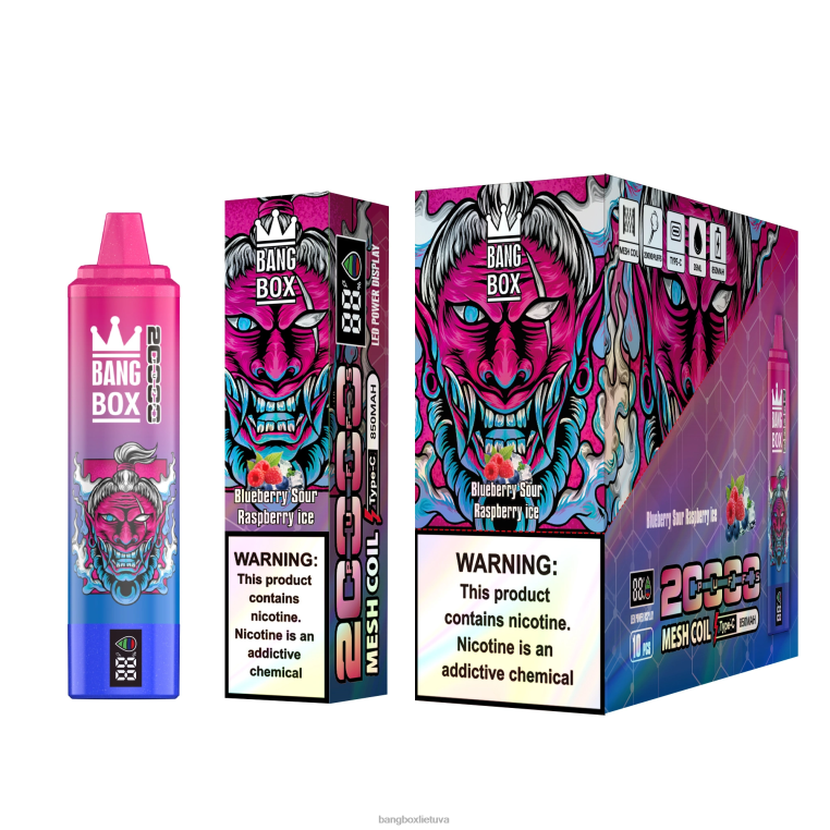 Bang Box Vape Price 4N8XZ55 mėlynių rūgštus aviečių ledas | Bang Box 20 000 pūtimų išmanusis ekranas