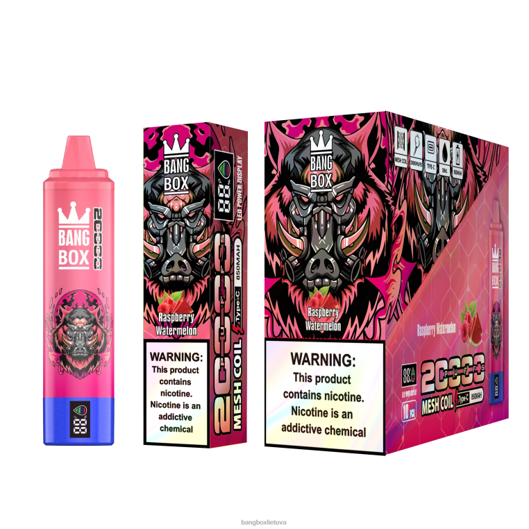Vape Bang Box 4N8XZ53 avietinis arbūzas | Bang Box 20 000 pūtimų išmanusis ekranas