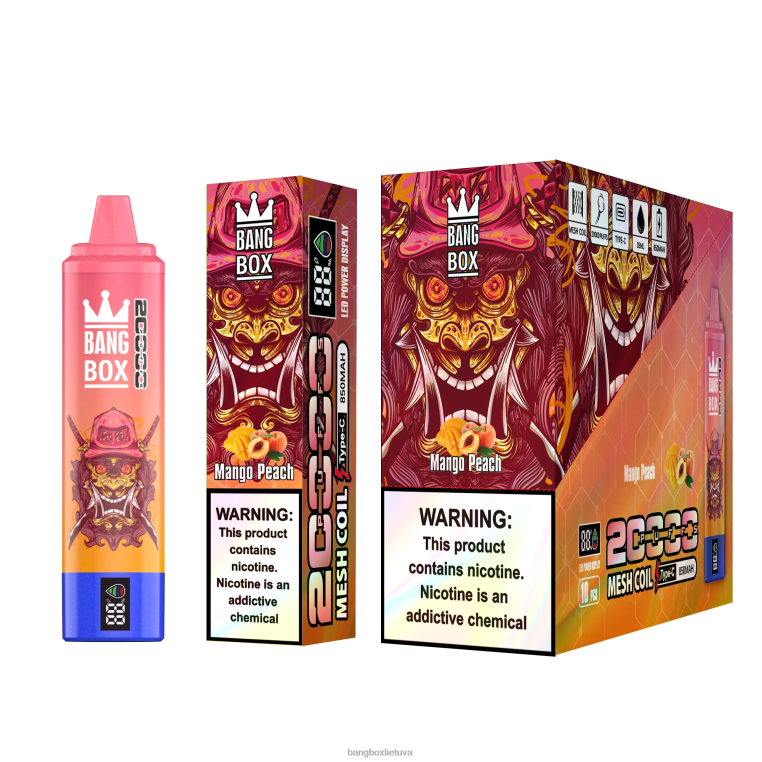 Vape Bang Box 4N8XZ58 mango persikas | Bang Box 20 000 pūtimų išmanusis ekranas