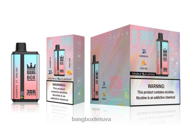 Vape Bang Box 4N8XZ63 mėlynių ledai ir persikų sultys | Bang Box 30 000 dvigubų skonių