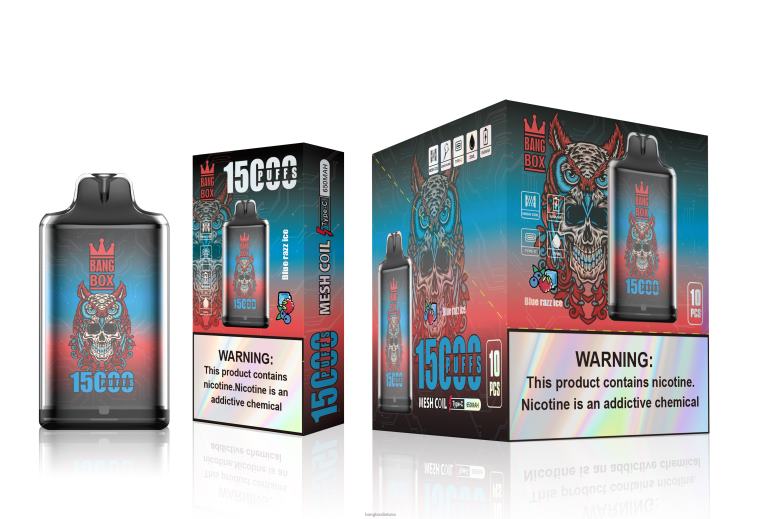 Vape Bang Box 4N8XZ108 mėlynas razz ledas | Bang Box s1-15000 išpūtimų